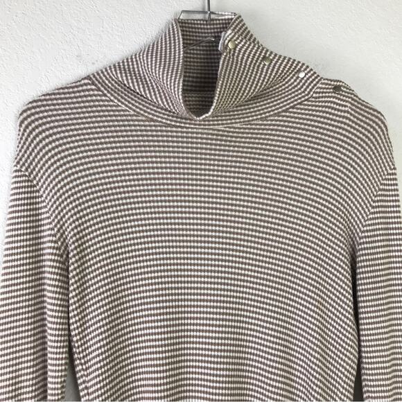 Anthropologie Dolan Striped Snap Button Mock Neck Turtleneck Ribbed Top Size S - Picture 3 of 9